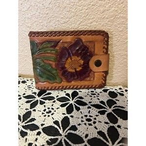 Vintage Leather Burgandy Poppy Wallet